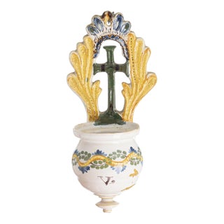 18th Century Holy Water Font in Viana Earthenware For Sale