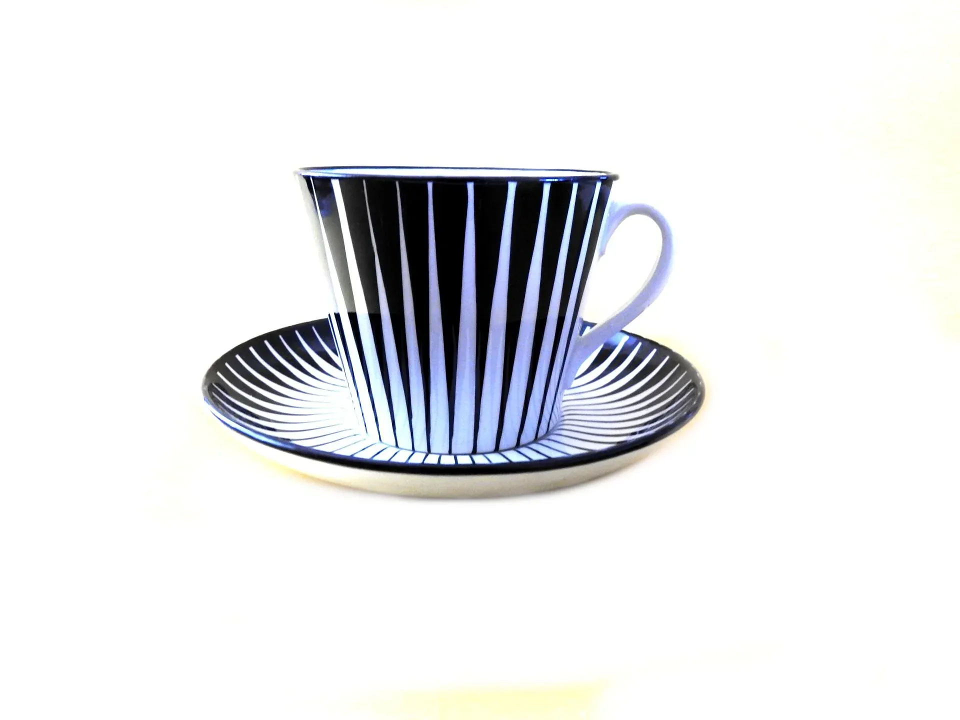 Mid 20th Century Zebra Handmalat Gefle Coffee Tea Cup and Saucer
