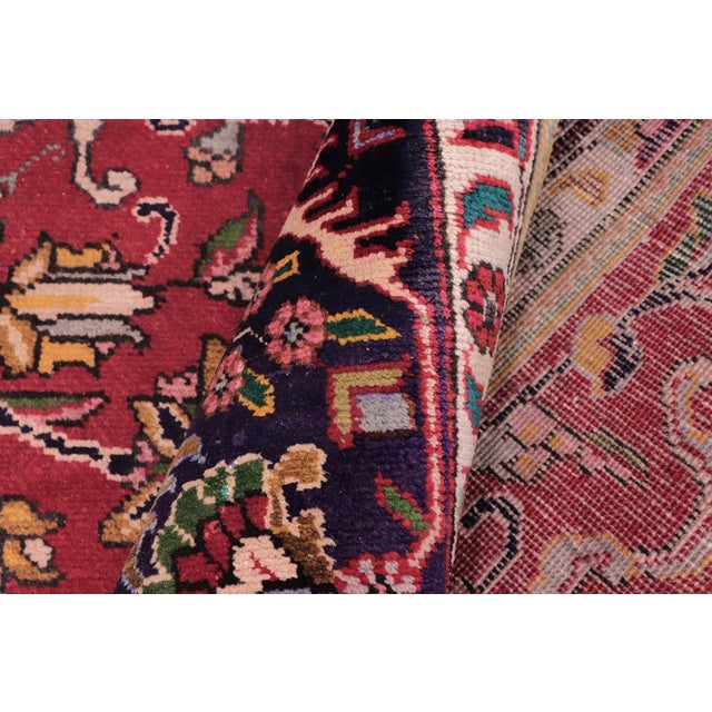 Textile Floral Persian Tabriz Red/Purple Wool Rug - 8'0'' X 11'4'' For Sale - Image 7 of 10
