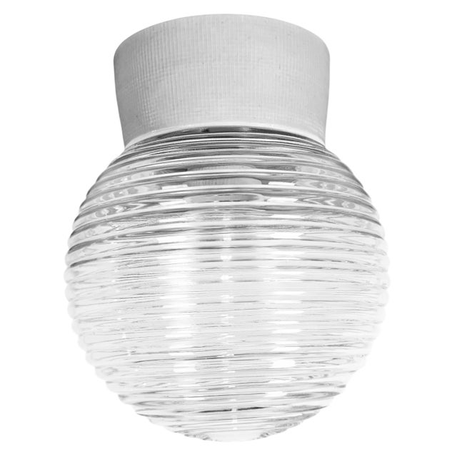 Vintage White Porcelain and Glass Ceiling Light, 1970s For Sale - Image 13 of 13