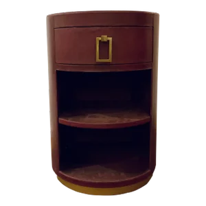 Currey & Co. Modern Merlot Leather Wrapped Side Table Prototype
