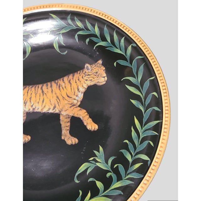 Wild Safari Raymond Waites Tiger Decorated Display Plate Platter, measuring 11'' Diameter 1'' High. Good condition, marked...