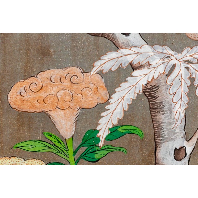 Wood Framed Late 19th Century Hand-Painted Chinoiserie Wallpaper Panel For Sale - Image 7 of 11