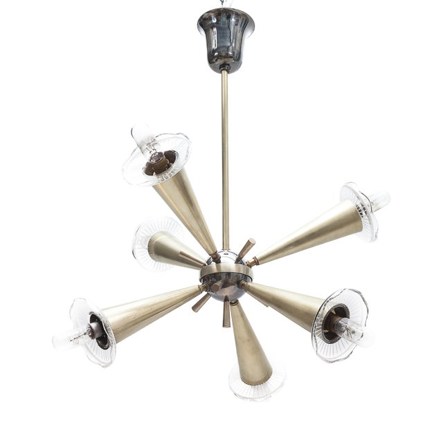 Vintage Sputnik Six-Light Chandelier, 1950s For Sale