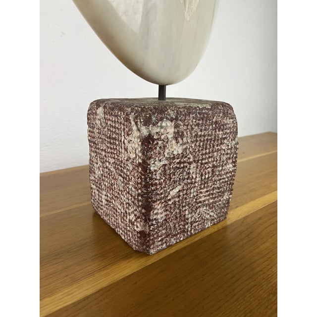 White Italian Artist, Modernist Double-Sided Sculpture, 1960s, Copper & Marble For Sale - Image 8 of 9