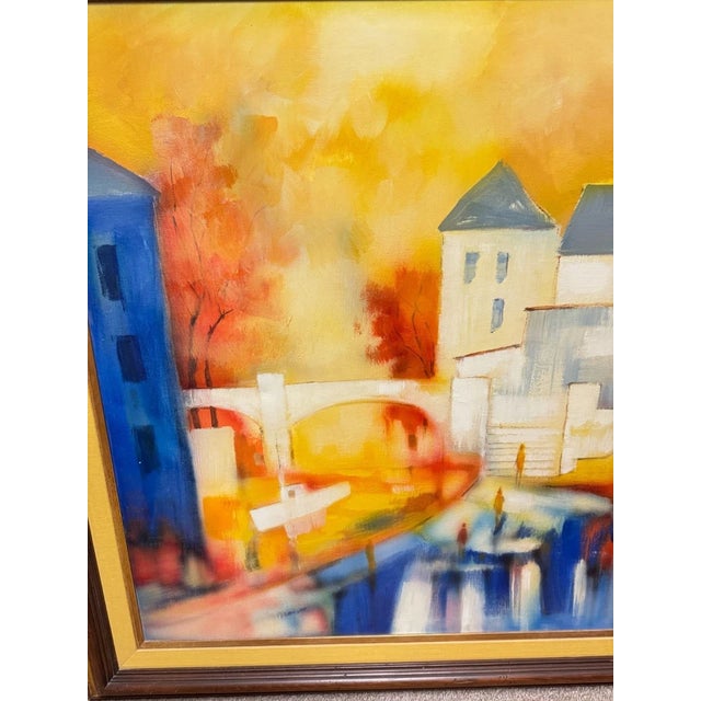 1980s Jarvis Contemporary Cityscape Oil Painting For Sale - Image 4 of 12