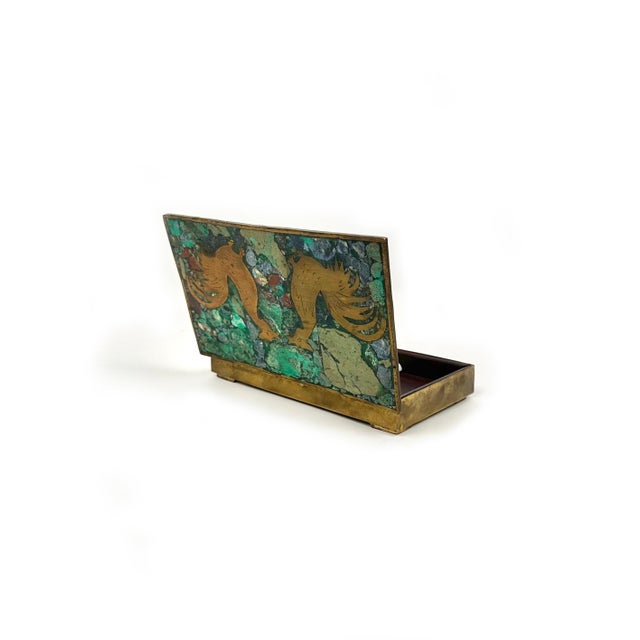 Mexican Cigar Box in Malachite and Wood, 1960s For Sale - Image 9 of 15