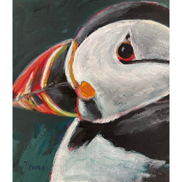 Paper “Puffin” Original, Acrylic Sea Bird Painting by Linda McDonough For Sale - Image 7 of 8
