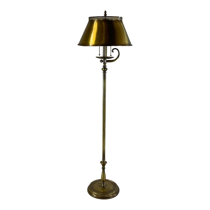 MidCentury Ethan Allen Brass Tole Shade Floor Lamp With Horn Chairish