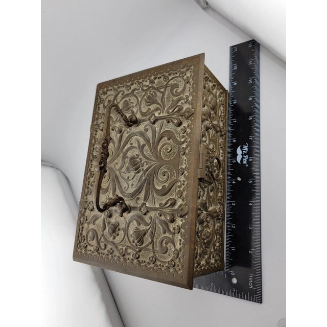 Rare Gourgeous Antique Victorian Renaissance 1880 German Heavy Brass Repousse Jewelry Casket/ Trinket For Sale - Image 12 of 12