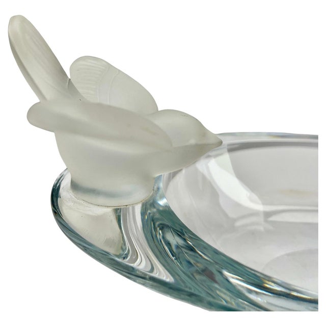 Oval Crystal Bowl with Birds from Sèvres, France, 1950 For Sale - Image 3 of 9