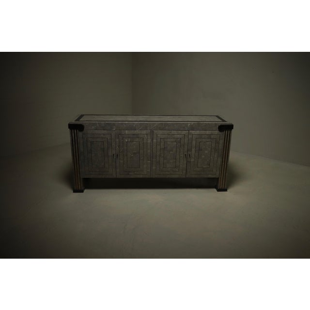 Tessellated Stone and Brass Sideboard from Maitland Smith, 1980s For Sale - Image 4 of 15