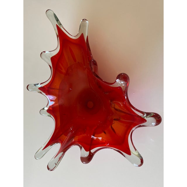 Murano 1960s Large Mid-Century Red Pop Art Splash Murano Glass Bowl For Sale - Image 4 of 12