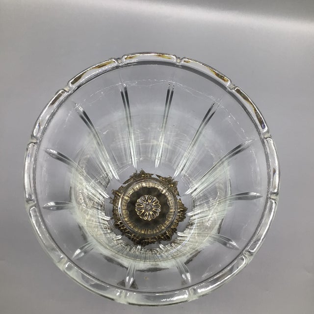 Brass Hurricane Candle Holder Brass Base and Crystal Bowl With Hanging Crystals For Sale - Image 8 of 12