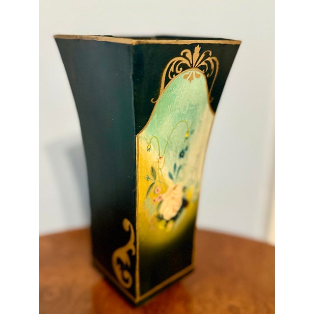 Elevate your décor with this vintage Sterling Industries cachepot, masterfully hand-painted with romantic floral sprays...