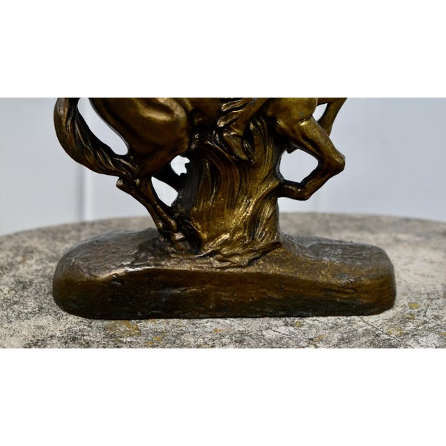 1950s Vintage Spelter Indian Warrior on a Horse in a Bronze Finish For Sale - Image 5 of 11