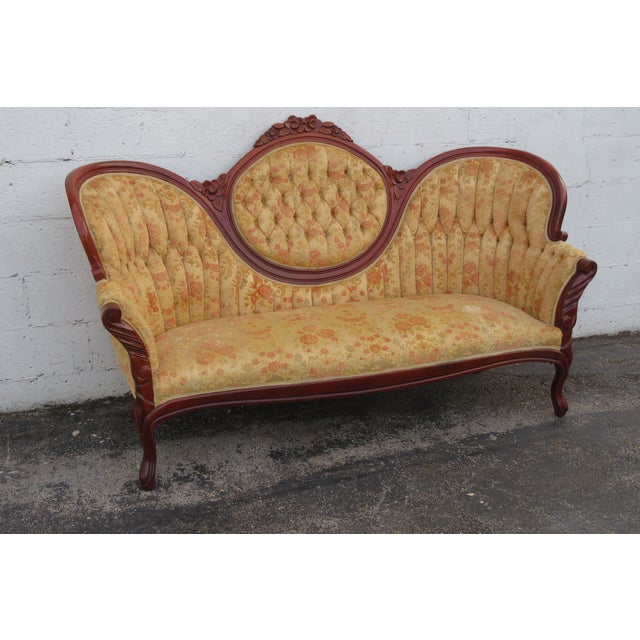Kimball Victorian Kimball Carved Mahogany Sofa and 3 Chairs Set of Four 6220 For Sale - Image 4 of 18
