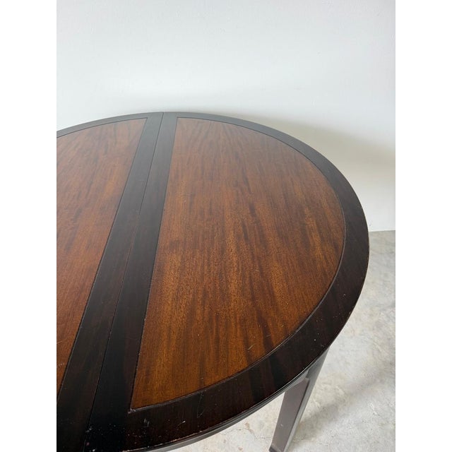 Vintage Asian-Style Black Lacquer Wood Round-to-Oval Extension Dining Table For Sale - Image 9 of 18