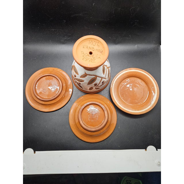 Mediterranean Vintage Italian Pythagoras Cup or "Greedy Cup," and Three Saucers For Sale - Image 3 of 3