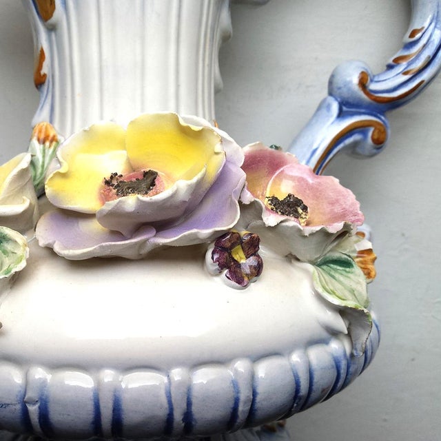 Italian Baroque Style Sculpted Majolica Capodimonte Pitcher For Sale - Image 3 of 10