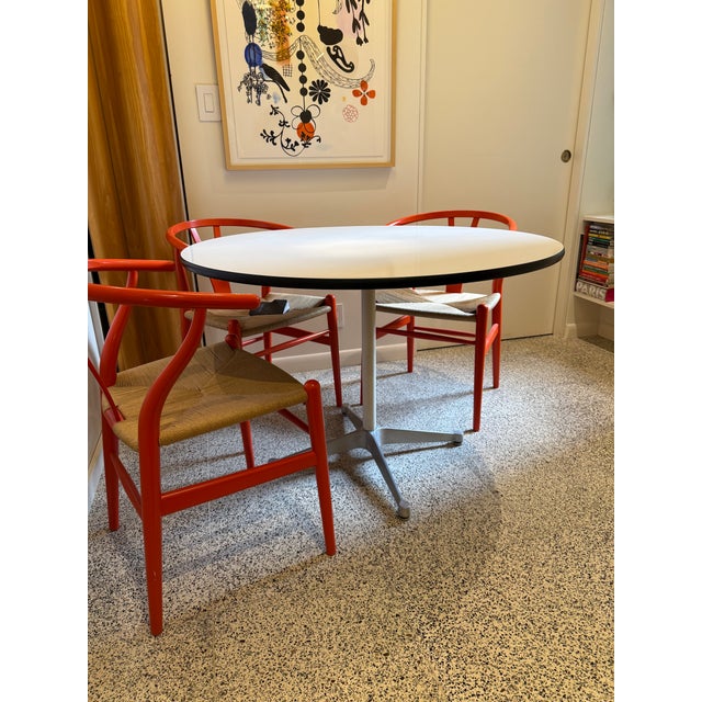 41.5” diameter top, 28.5”H. This is a true vintage Eames beauty. “661103” stamped on the underside is the production date...