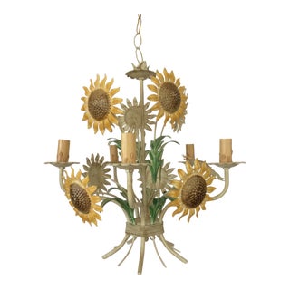 Italian Sunflower Tole Breakfast Chandelier For Sale