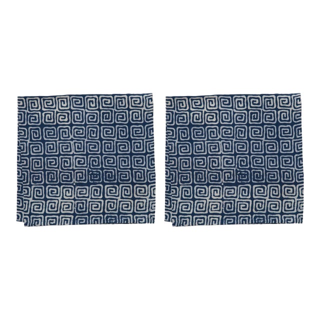 Countryside Maze Napkins, Indigo - A Pair For Sale