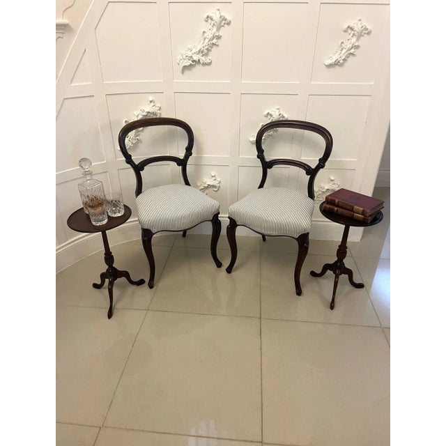 Antique Edwardian Mahogany Inlaid Lamp Tables, 1900s, Set of 2 For Sale - Image 6 of 12