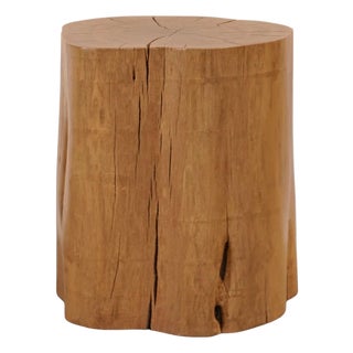 Modern Smooth Teak Tree Trunk Side Table For Sale