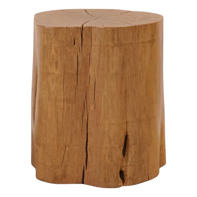 Modern Smooth Teak Tree Trunk Side Table For Sale