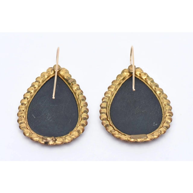 1950s Vintage Inlay Agate, Quartz, Stone Garnets Dangle Drop Pierced Earrings 1950's Pair Of For Sale - Image 5 of 8