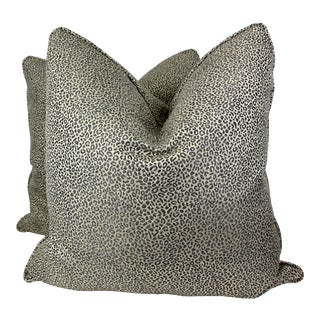 Cheetah Silk in Black/Beige 22" Pillows-A Pair For Sale