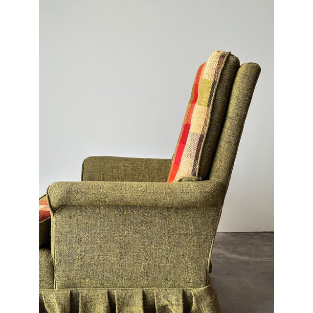 Olive Tweed Swivel Rocker With Patchwork Plaid Upholstery, 1970s For Sale - Image 13 of 18