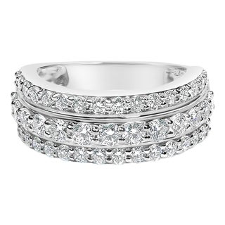 .925 Sterling Silver 2.0 Cttw Lab Grown Diamond 3 Row Band Ring (F-G Color, VS1-VS2 Clarity) - Ring Size 7 For Sale