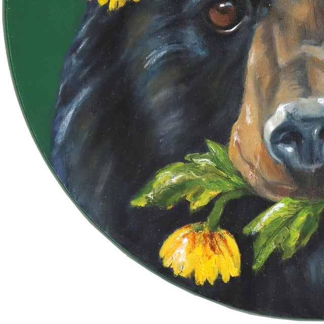 2020s Boho Black Bear - Original Bohemian Black Bear Pop Art Oil Painting For Sale - Image 5 of 9
