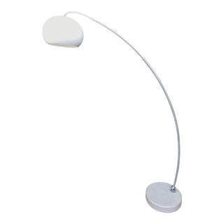 Vintage Mid Century Modern Adjustable Arc Floor Lamp With Marble Base, Made in Italy For Sale