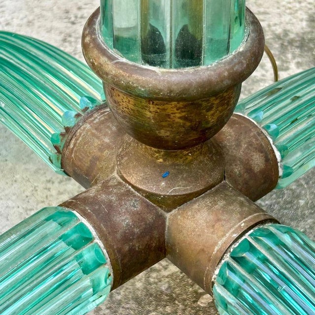 Green Murano Glass 4-Feet Floor Lamp attributed to Barovier & Toso, Italy, 1930s-1940s For Sale - Image 16 of 18