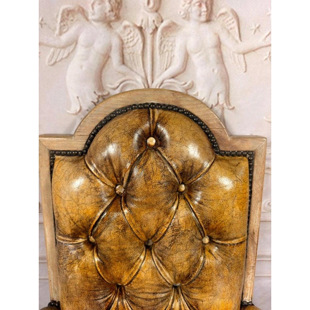 Set of 8 French Louis XV Dining Chairs, Leather Tufted, 1960s For Sale - Image 17 of 18