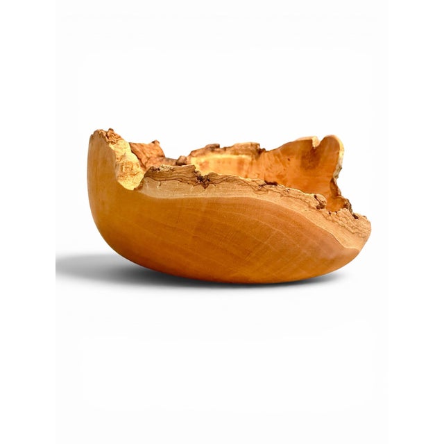 1991 Vintage Jerry McKay Signed Hand-Turned Box Elder Burl Live-Edge Wood Art Bowl For Sale - Image 4 of 5