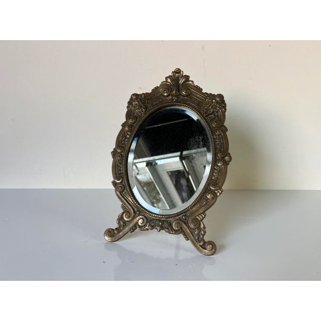 Vintage Ornate Brass Vanity Mirror For Sale - Image 13 of 13