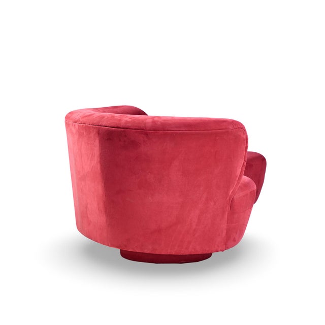 Red Vladimir Kagan for Directional Mid Century Cloud Suede Sculpted Sofa For Sale - Image 8 of 9