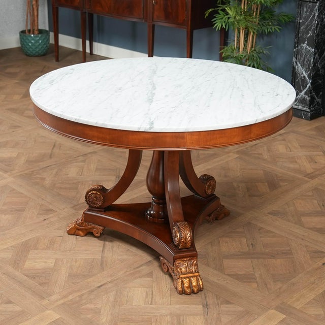 Traditional Vintage Marble Top Center Table For Sale - Image 3 of 8