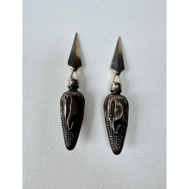 Vintage Sterling Silver-Handled Corn on the Cob Holders - Pair For Sale - Image 4 of 7