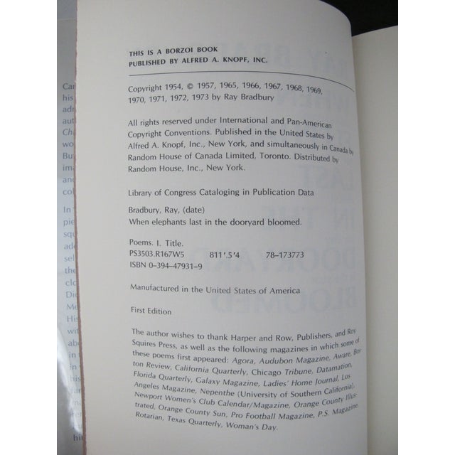 Paper Ray Bradbury Hand Signed 1st Edition When Elephants Last in the Dooryard Bloomed For Sale - Image 7 of 9