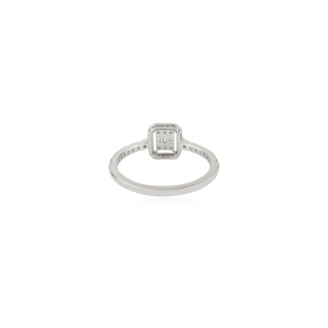 Metal Cluster Diamond Engagement Riing Size 5 in 14k Solid White Gold For Sale - Image 7 of 11