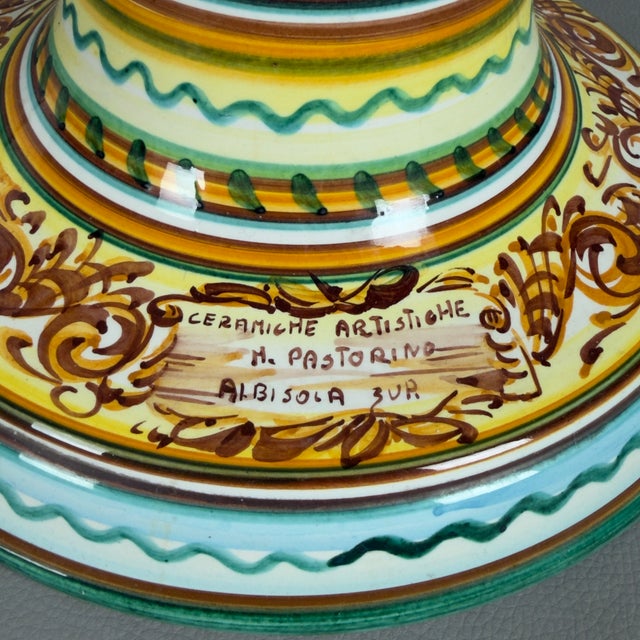 Turquoise Vintage Hand-Painted Ceramic Pedestal Column from Pastorino Albisola For Sale - Image 8 of 11