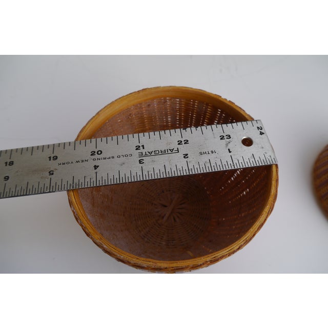 Late 20th Century Vintage Wicker Apple Basket Box With Lid For Sale - Image 6 of 12