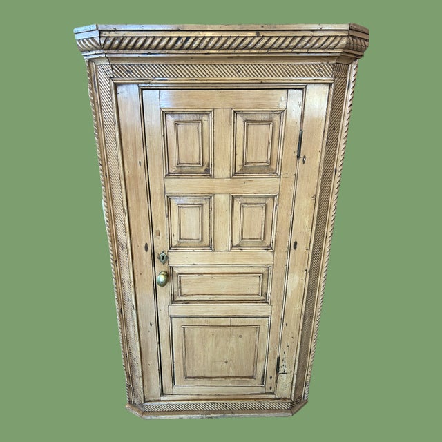 Rustic Antique Pine Hanging Corner Cabinet For Sale - Image 3 of 17