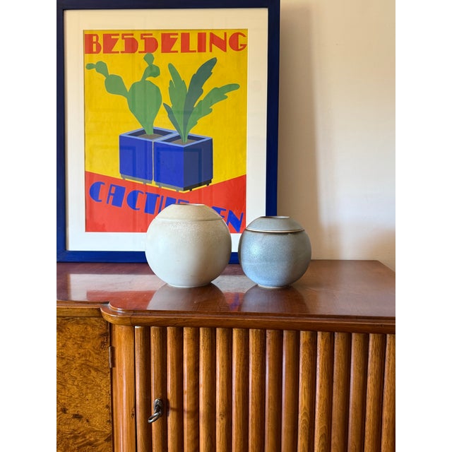 Mid-Century Modern Set of 2 Spherical Gres Vases, Franco Bucci Italy Ca. 1970 For Sale - Image 14 of 18