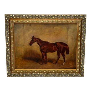 Circa 1843 Signed Charles Bilger Spalding Chestnut Hunter British Equestrian Oil Painting For Sale
